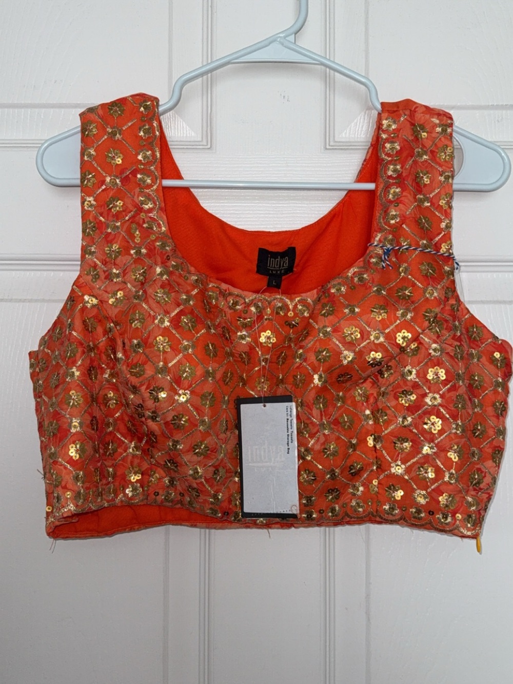 Orange Embroidered Crop Top